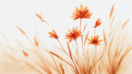 watercolor botanical Daisy flowers texture template background.Elegant wedding invitation card background . Minimal hand painted Design for wedding or Valentine's Day