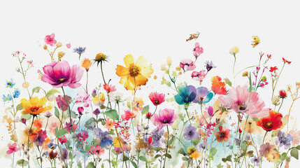 watercolor botanical Daisy flowers texture template background.Elegant wedding invitation card background . Minimal hand painted Design for wedding or Valentine's Day