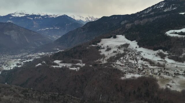 Misty Winter Landscape in the Alps