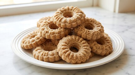Delicious Homemade Cookie Stack on White Plate