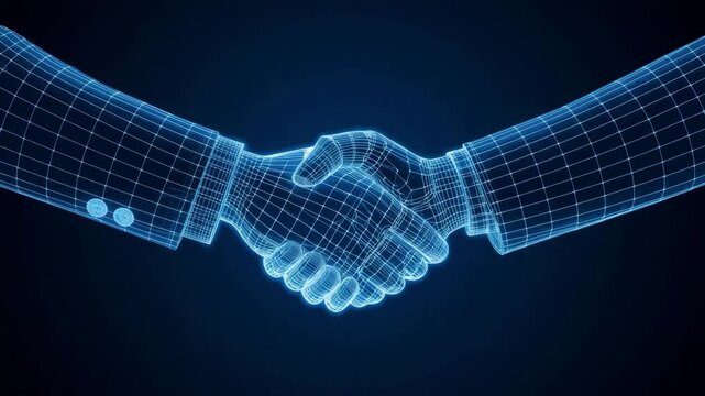Handshake Digital Wireframe Partnership isolated on white background