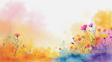 watercolor botanical Daisy flowers texture template background.Elegant wedding invitation card background . Minimal hand painted Design for wedding or Valentine's Day