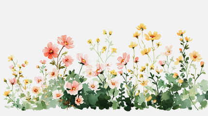 watercolor botanical Daisy flowers texture template background.Elegant wedding invitation card background . Minimal hand painted Design for wedding or Valentine's Day