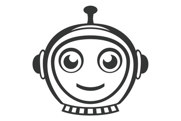 Obraz premium Monochrome robot head features friendly smile and is isolated on a transparent background