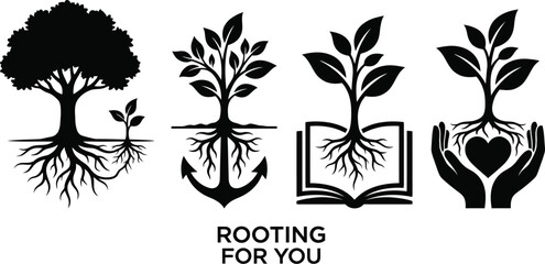 Plant growth concept with rooting for you metaphor vector