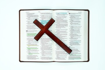 Wooden Cross On Open Bible