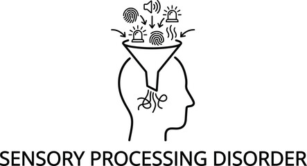 Sensory processing disorder visual metaphor vector illustration