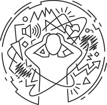 Sensory processing disorder visual metaphor vector illustration