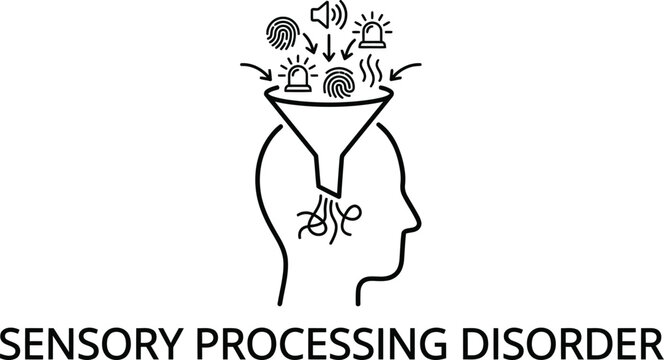 Sensory processing disorder visual metaphor vector illustration