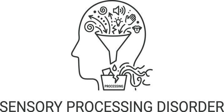 Sensory processing disorder visual metaphor vector illustration