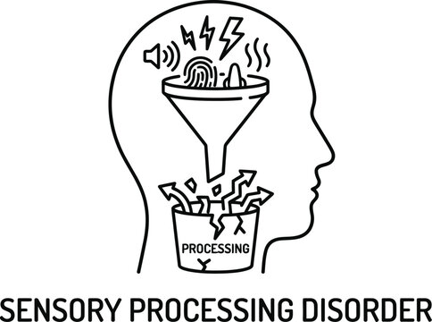 Sensory processing disorder visual metaphor vector illustration
