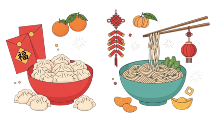 Lunar New Year Celebration Symbols And Traditional Foods