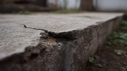 Fototapeta premium A close up view of a cracked and textured grey concrete surface with rough edges