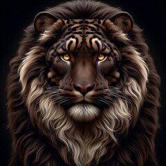 Naklejka premium Unusual Lion alone in the image