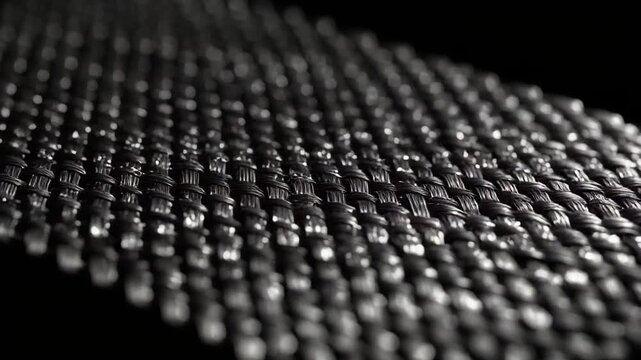 Close Up Dark Metallic Weave Texture on Black Background