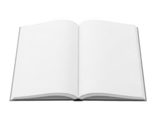 Open book with blank pages isolated on transparent background