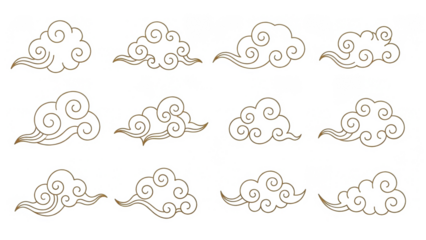 Traditional Chinese Auspicious Clouds Set On Black Background