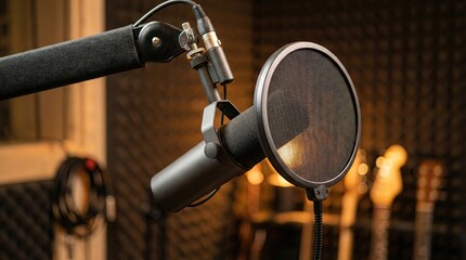 Recording Session, Microphone, Studio, Photography, Acoustic Environment, Close-Up View, Sound Capture