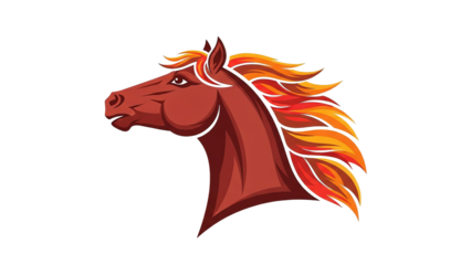 Vibrant Stylized Horse Head Illustration With Fiery Mane