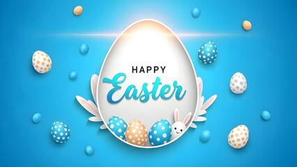 Easter celebration with decorative eggs and bunny