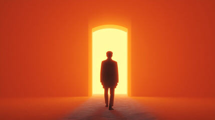 Obraz premium silhouette of a man standing in a doorway