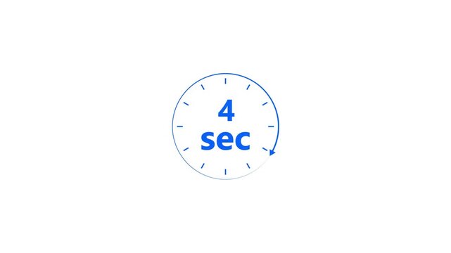 Clock icon 4 Second royal blue color animation 4k video. Stopwatch in beautiful 4 Second on white background.