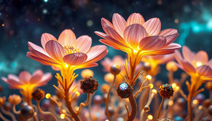 Alien fantasy glowing flowers