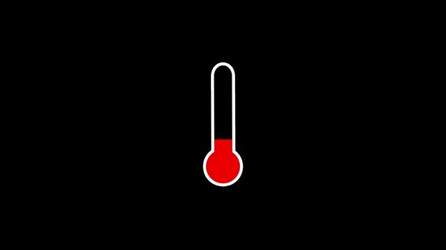 Temperature thermometer icon animation. Classic glass thermometer temperature increase and decrease on white background, thermometer cooling animation. 4k video