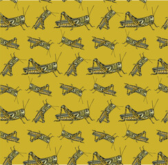 Fun grasshopper repeat pattern print in vector