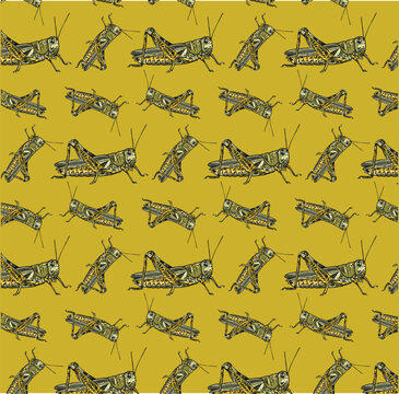 Fun grasshopper repeat pattern print in vector