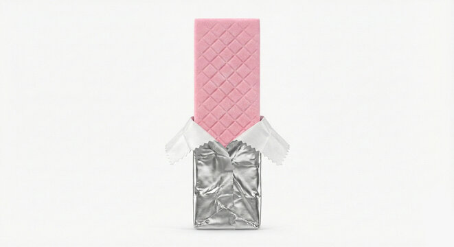 Pink Bubblegum Bar in Silver Foil Wrapper
