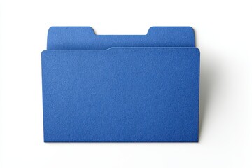 Minimalist photograph of a single blue folder on a white background