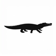 Obraz premium Silhouette of Dinosaur Walking on White Background Minimalist Black Vector Illustration