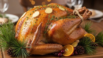 Roasted turkey with citrus garnish