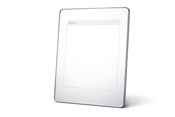 A blank white tablet with a browser interface. Space for text.