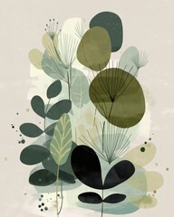 An artistic display of green foliage, stylized with a modern flair.