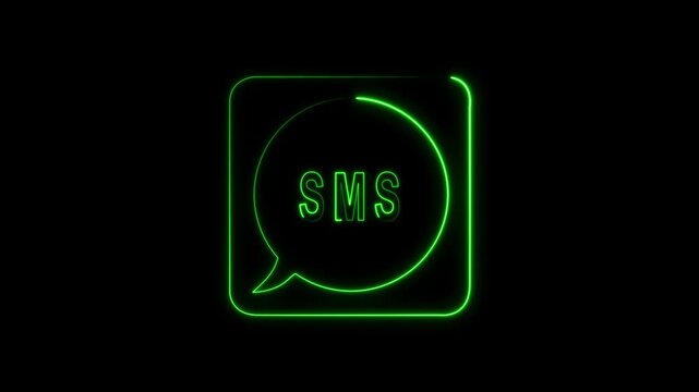 message box with question mark icon animation, box Glowing neon color message box animation icon conversation notice receive massage, Box Animation: Glowing Mail Inbox Icon on black background.