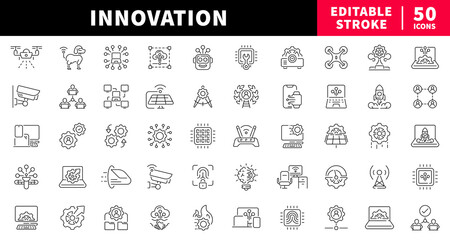 Innovation editable line icons set. Technology and creativity collection © Jocelyn_Flores