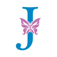 Butterfly Logo Combine With Letter J Vector Template