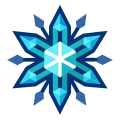 Obraz premium Title: A 3D style snowflake with blue and teal geometric shapes on a transparent background