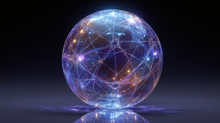 A luminous, interconnected network forms a sphere, radiating with energy.