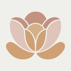 Abstract Layered Lotus Flower Vector in Neutral Tones