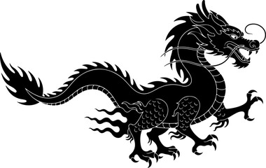 Obraz premium Black Dragon Silhouette Vector Illustration