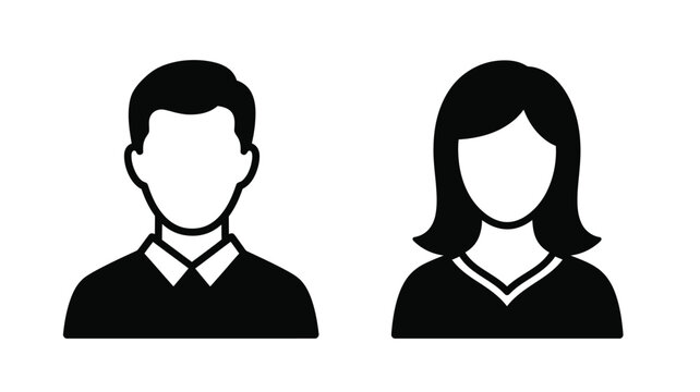 Two black silhouettes of a man and a woman facing forward silhouette
