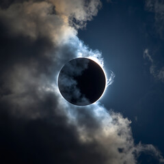 Solar eclipses occur when the Moon passes between the Earth and the Sun, temporarily obscuring the Sun's light. During a solar eclipse, clouds can affect visibility, sometimes blocking the view of the