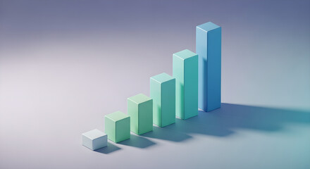 Financial Growth Bar Chart Upward Trend Blue Green