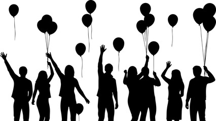 Happy New Year Celebration Crowd Silhouette