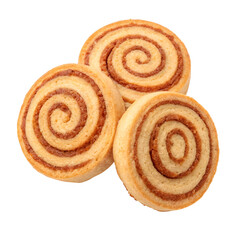 Top View of Cinnamon Swirl Biscuits Isolated on Transparent Background