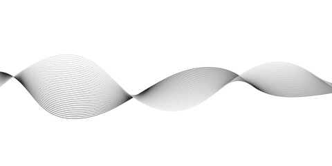 Fototapeta premium Abstract technology wave lines on white background with undulating gray curves, blended twisted strokes, and smooth parallel motion forming a modern digital sound frequency design.