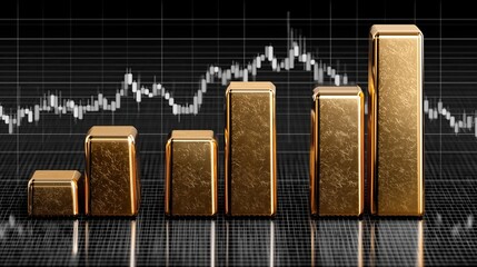 Golden Bars Representing Growth and Financial Success in Market Trends